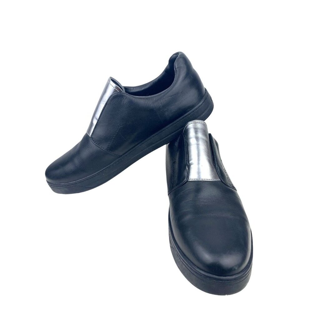 Prada Black Calfskin Leather Silver Chrome Slip On Sneakers 3S6047 US 8 EU 41 - Picture 6 of 16